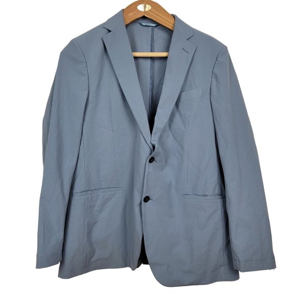 Sene Soho Flex Tech Sport Coat Unstructured Blazer Jacket Blue Custom Size 44